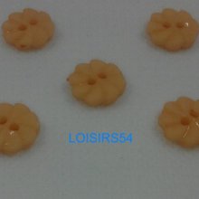 Lot de 5 boutons plastique couleurs orange motif rosace 12 mm pour la couture